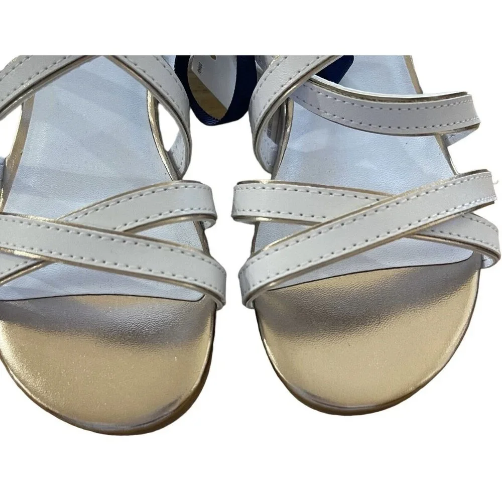 Janie And Jack Sandals Girls Size‎ 10 Strappy White Flat Buckle Party